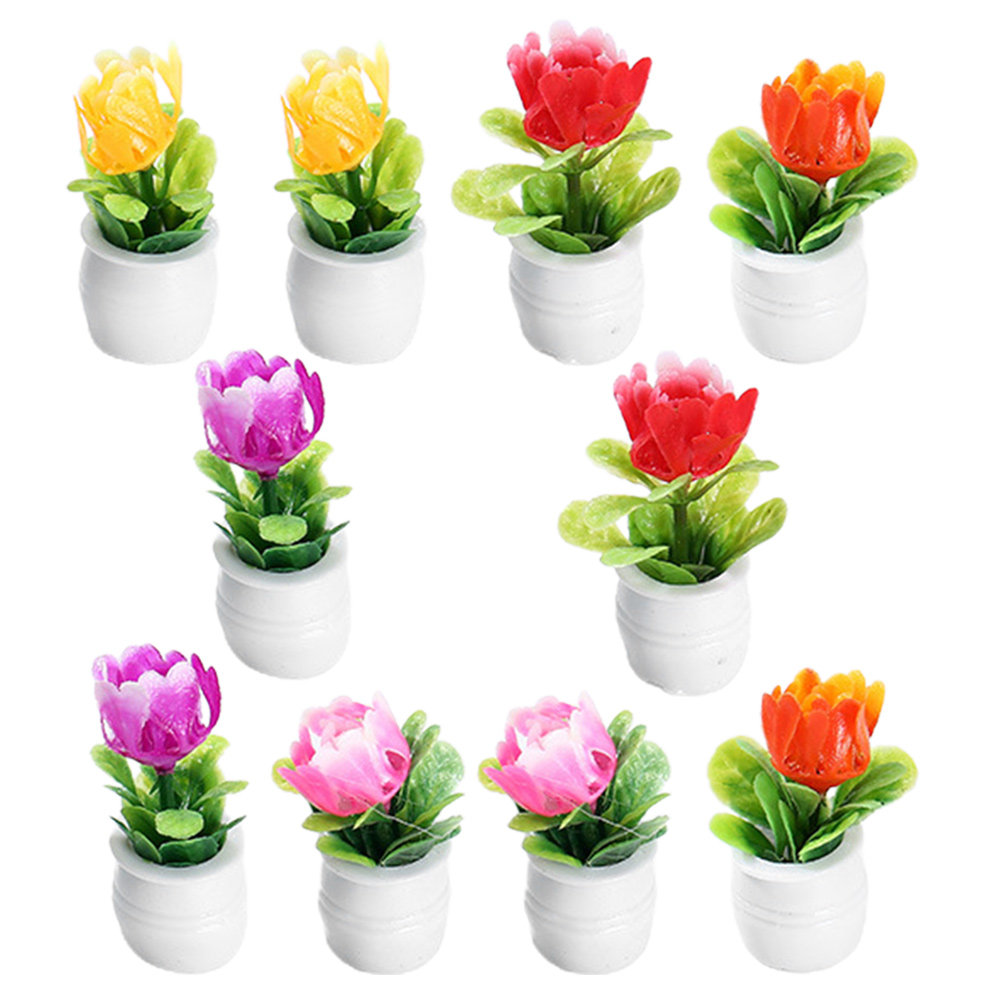 Bonsai Garden Desk - 10Pcs Premium Resin Artificial Mini Potted